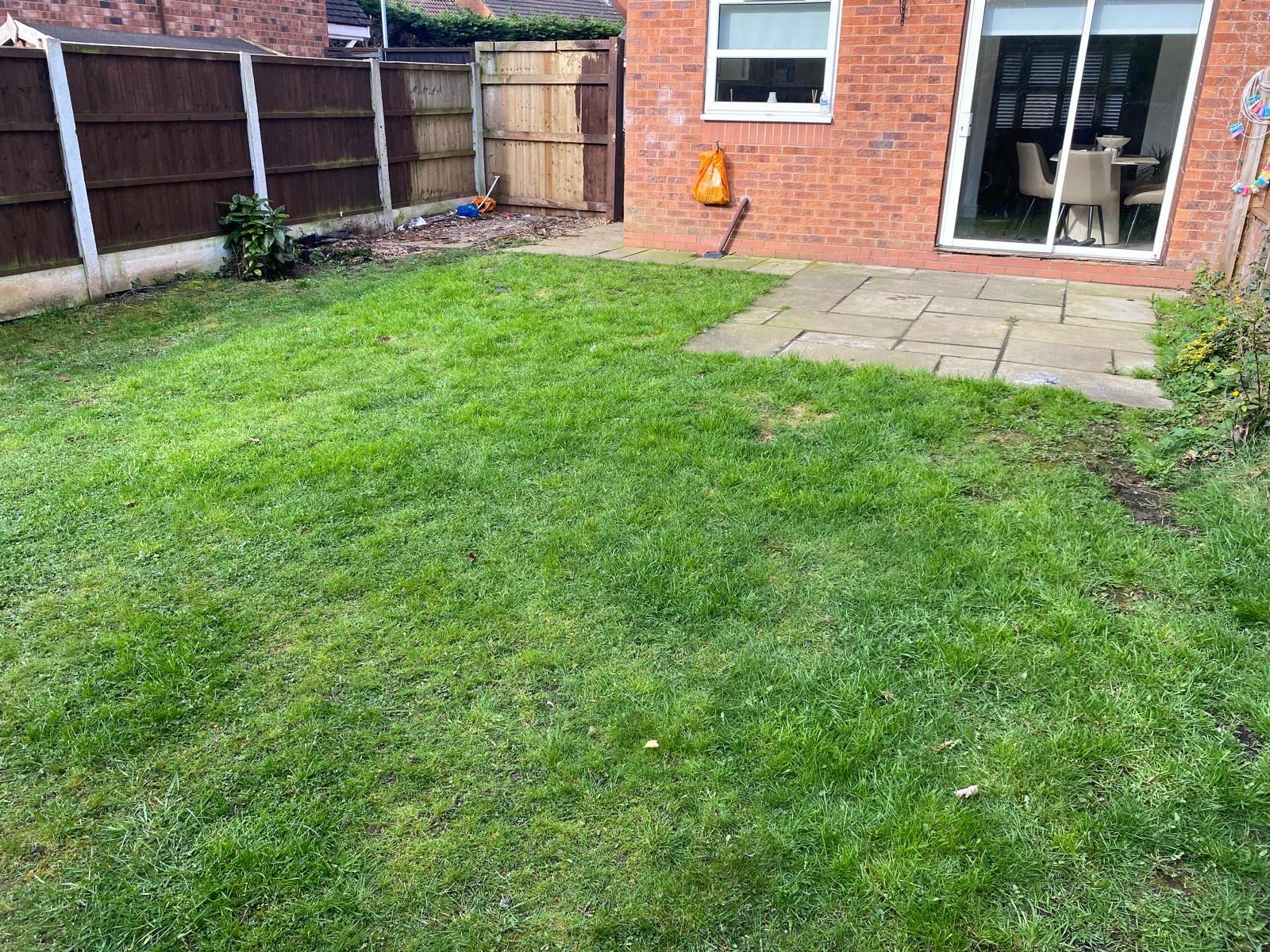 Tired lawn before Hedgeway transformed the garden